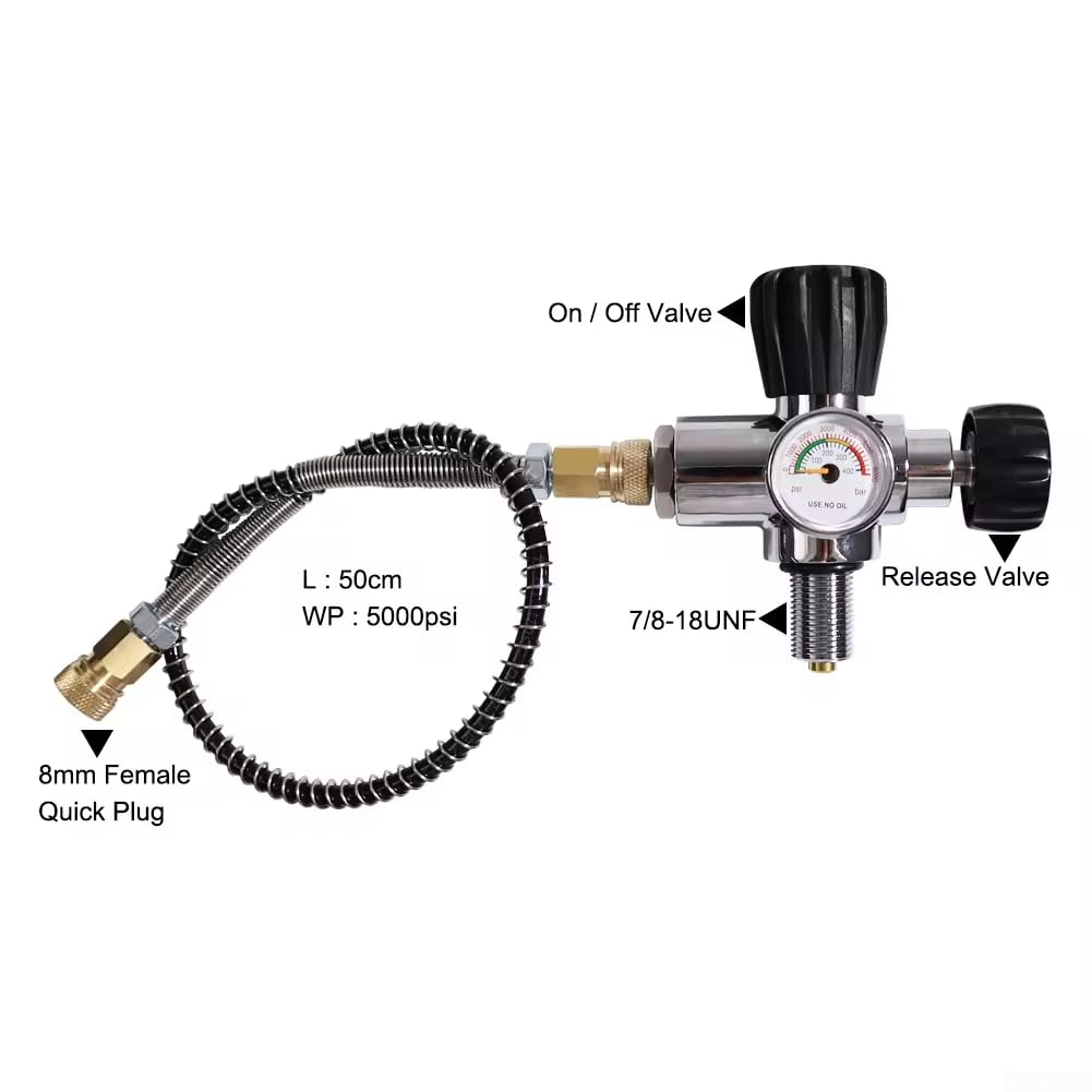 Alta pressione 5000PSI della valvola del carro armato di immersione d'ottone (doppia scala-7/8) | Struttura in ferro ottone, valutazione 5000psi, max 400 bar, opzione a doppia scala, resistente