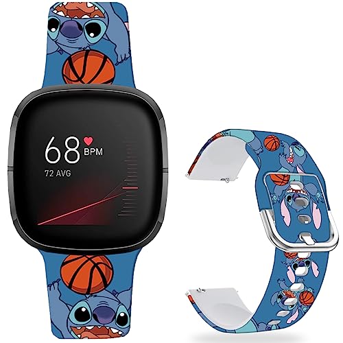 Leotop Stitch Blue Basketball Bands Compatible with Fitbit Sense/Sense 2/Versa 3/Versa 4