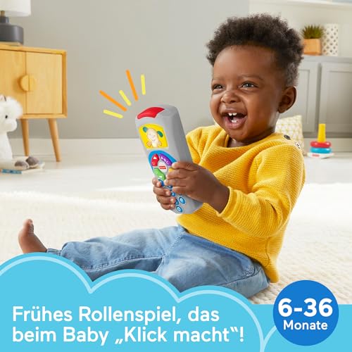 Fisher-Price Lernspaß Lernspielzeug für Babys Hündchen-Fernbedienung Spielzeugfernbedienung mit Musik und Lichtern für Kinder ab 6 Monaten, deutsche Version, HXB88
