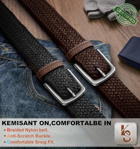 Image of KEMISANT Men's Golf Belt Nulti-pack, Braided Woven Stretch Belt for Gift Men Casual Jeans Sports Work 1 3 /8 inch