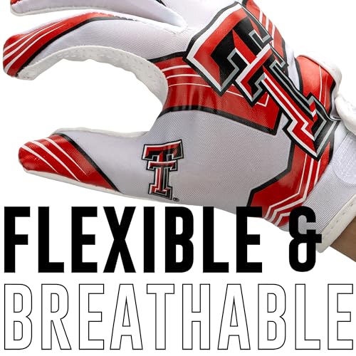 Franklin Sports Texas Tech Red Raiders Kids Football Receiver Gloves - Youth Official NCAA College Team Football Gloves - Silicone Palm - for Kids Ages 7-10 - Youth Small/Extra Small by Franklin Sports - Image 6