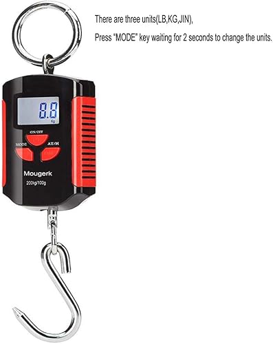 Vista 4 de Báscula colgante digital portátil resistente para grúa de 440 libras, 440.9 lbs, 2 pilas AAA (no incluidas)