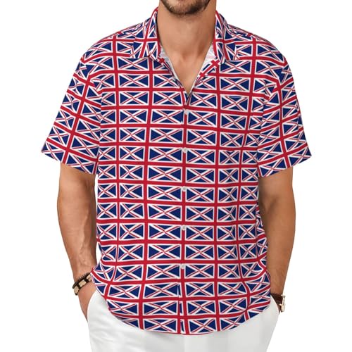Chemise d'été à manches courtes pour homme motif drapeau Royaume-Uni