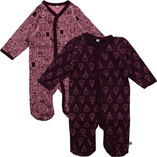 Pippi Made With Love Baby - Mädchen Nightsuit W/F -Buttons 2-pack PAJAMAS, Lila, 50 EU