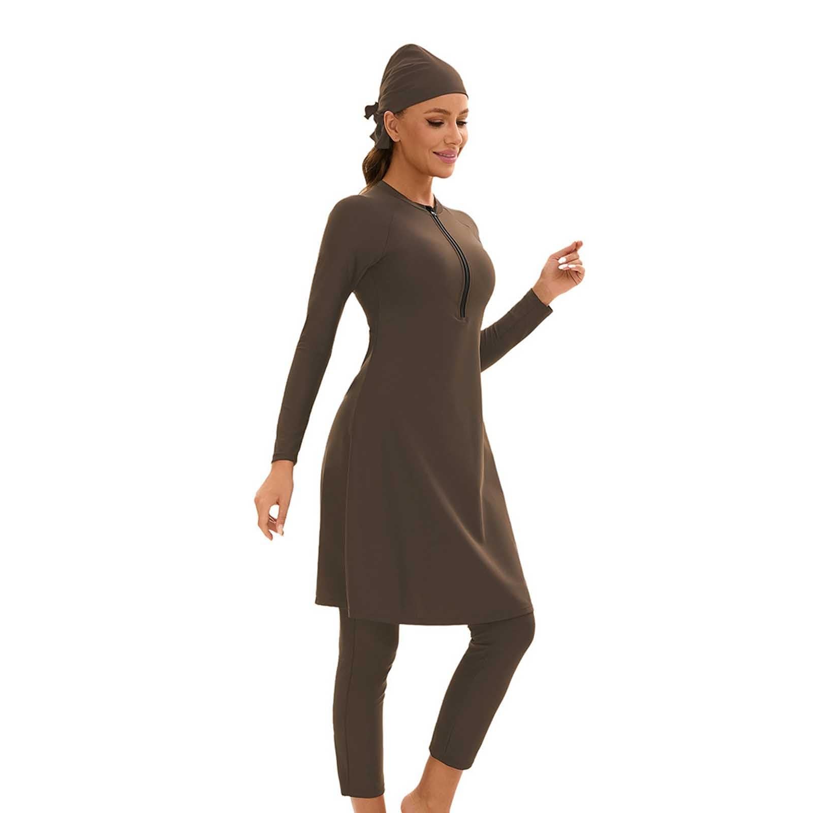 Burkini Damen: Muslimische Badeanzug Uv Rashguard Slim Fit Bauchweg Schwimmanzug Bademode Große Größe Shape Swimsuits for Women Swim Suit Push Up Badeanzüge Swimwear