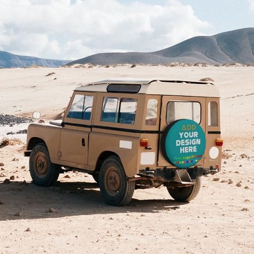 Image of Custom Spare Tire Cover with Logo Photo Text, Personalized Polyester Tire Covers Protectors for Trailer RV SUV and Many Vehicles, Darkcyan