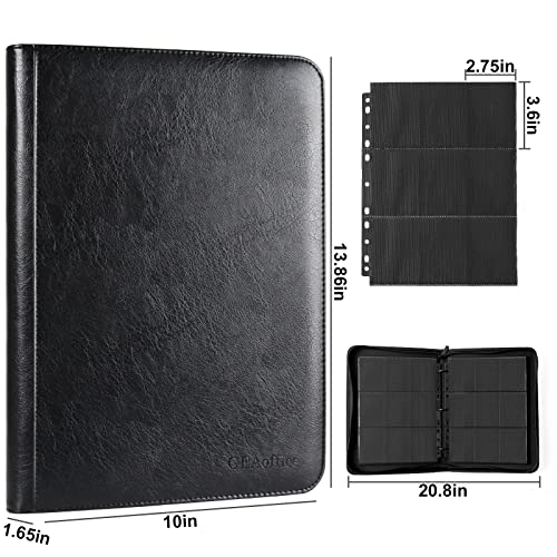 Premium Zip Trading Card Binder - Geaoffice Large 9 Pocket Trading Card Collector Album Book - 540 Pockets Top Loading 3 Ring Cards Collection Binder For Yugioh, Mtg, Tcg, Black #TOP3