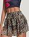 HXADOPTY Women Leopard Mini Skirt with Shorts Underneath, Y2k Cheetah Print Ruffle Skirt Elastic Hight Waist Zipper A Line Skirts