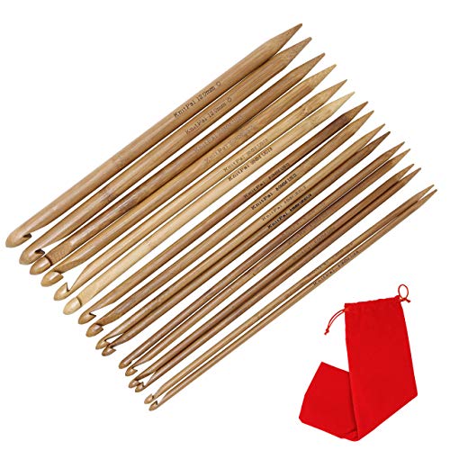KnitPal 10-inch(25cm) Bamboo Crochet Knitting Needles, Multi-Tool, (Free Patterns), 8 US Sizes: 8/5mm, 9/5.5mm, 10/6mm, 10.5/6.5mm, 11/8mm, 13/9mm, 15/10mm and 17/12mm with Storage case + ebook