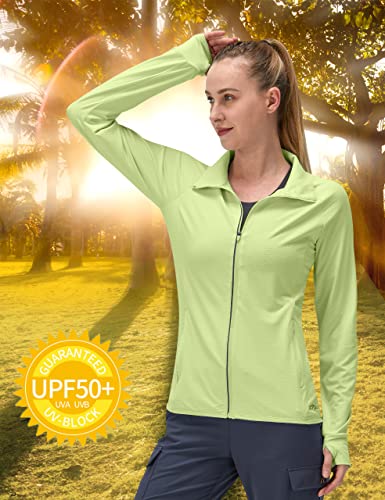Women's Upf 50+ Uv Sun Protection Clothing Long Sleeve Athletic Hiking Shirts Lightweight Spf Zip Up Outdoor Jacket(Green,Xl) #TOP3