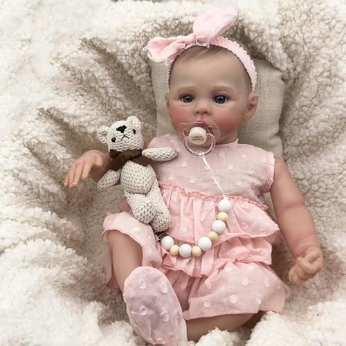 Image of RXDOLL Lifelike Reborn Baby Dolls Silicone Full Body Girl 19 inch Realistic Newborn Baby Dolls Anatomically Correct Real Life Baby Doll Washable Toy with Blue Eyes