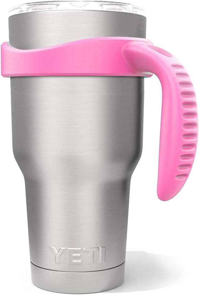 Tumbler Handle for 30 oz Yeti Rambler Cooler Cup, Rtic Mug(Old Style), Sic, Ozark Trail Grip and more Tumbler Mugs - BPA FREE (Pink-CUP NOT INCLUDE)