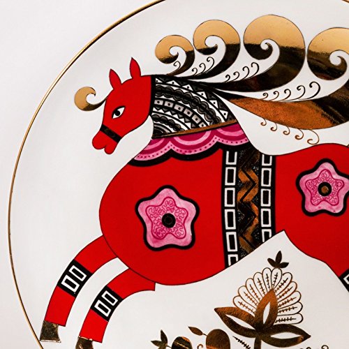 Red Steed Decorative Plate. 22k Gold. 8''