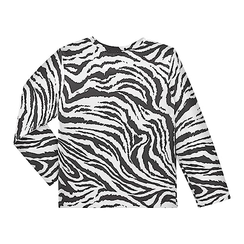 Pfrewn Kids Long Sleeve Rash Guard Shirt Tiger Zebra Animal Print Swim Shirt for Boys Girls UPF 50+ Sun Protective2