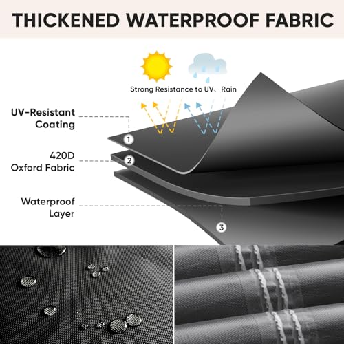 Image of BALEINE Patio Furniture Covers, Outdoor Furniture Covers Waterproof, Heavy Duty Oxford Patio Table Cover for Outdoor Table, Chair, Sofa, Desk (Black 102 inchLx74 inchWx28 inchH)