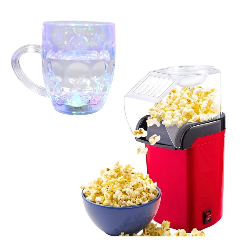 drumstone 𝐂𝐨𝐦𝐛𝐨 c1330 aluminum popcorn machine and big home use electric big popcorn machine & fiber glass drinking cup, inductive rainbow magic color cup