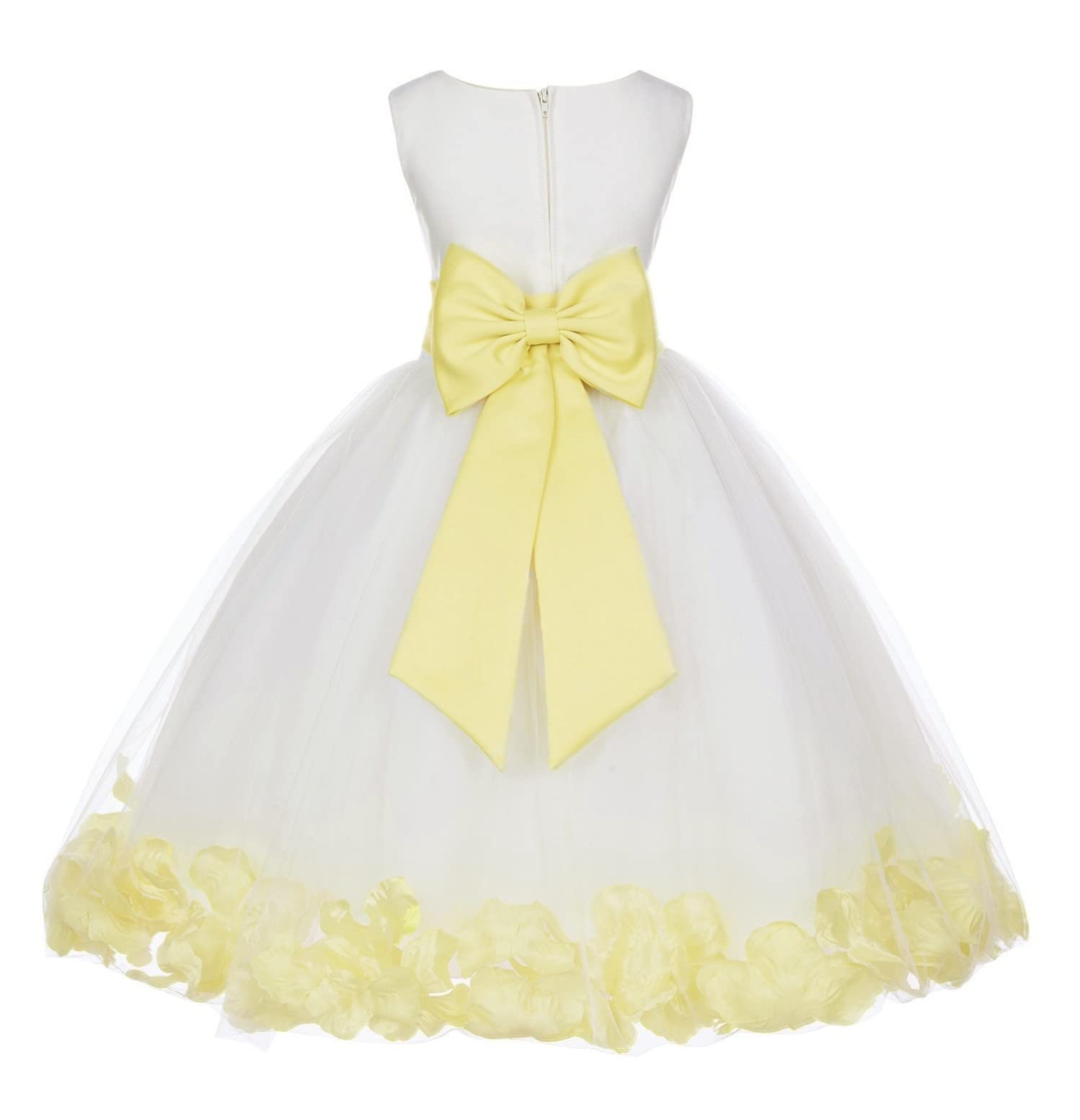 White Tulle Rose Petals Flower Girl Dress Tulle Dress Christening Dress 302T 4
