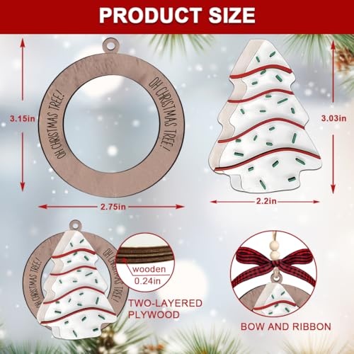 Little Christmas Tree Cakes, Food Ornaments, Wood Cheesecake Ornament, Baking Dessert Cake Ornament, Cute Christmas Ornaments — view 5