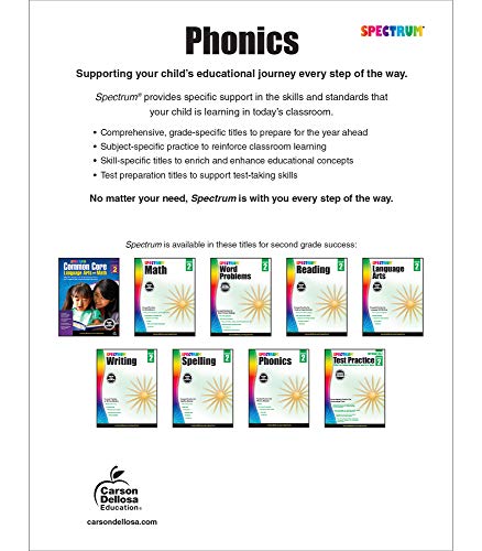Spectrum Phonics Grade 2 Workbook, Blends, Consonants, Vowel Sounds and Pairs, Letters, Words, and Sentence Writing Practice, Classroom or Homeschool Curriculum - image 2