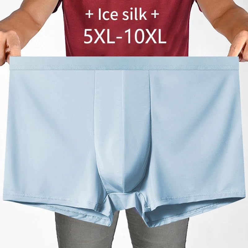 Large Size 4XL-10XL Fashion Ice Silk Underwear Men High Waist Breathable Boxer Briefs Soft Skin-Friendly Panties(Color:Black,Size:7X-Large)2
