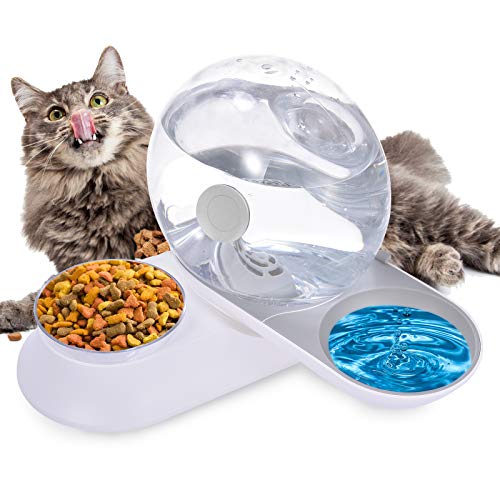 Lacyie Comederos para Gatos,2 in 1 Comedero y Bebedero Automático para Gatos y Perrosl,Dispensador de Agua Splash,Comedero de Perros para Ralentizar la Comida, Gato Comedero De Agua para Mascotas