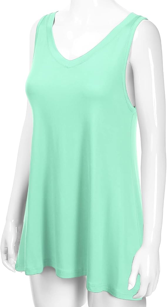 Danibe Women's Sleeveless V-Neck Flowy Blouse - Soft Tunic Top For Summer, Sizes S-XXL (Navy) - View #6