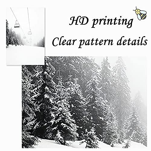 Ski Canvas Wall Art Black And White Ski Pictures Ski Posters For Walls Ski Mountain Prints For Ski Lover Gift Canvas Painting Mountain And Ski Art Black White Photography For Home 16X24Inch Unframed #TOP5