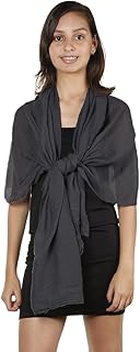 Gilbins Light Weight Chiffon Solid Colors Long Evening Wrap Pashmina Scarves (Charcoal)
