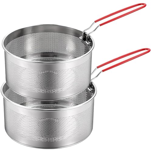 Lot de 2 passoires alimentaires en acier inoxydable, Passoire à pâtes passoire à nouilles avec poignées amovible panier à pâtes en métal, panier pour...