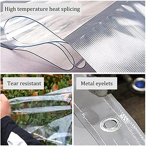 WZYJLyds Exterior Cortina de Lona Transparente Gris Impermeable Cortina con Puerta con Cremallera 0,5mm PVC con Ojales para Jardín, Cenador, Terraza - imagen 2