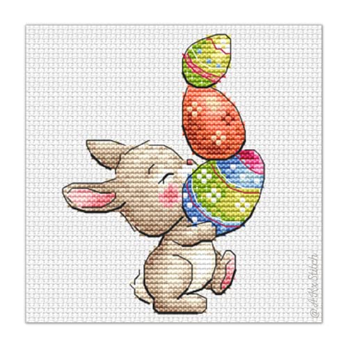 Patron point de croix lapin de Pâques à broder pour cadeau fait main