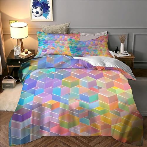 Housse de couette 3D géométrique en microfibre 220x240 cm pour lit King - 6