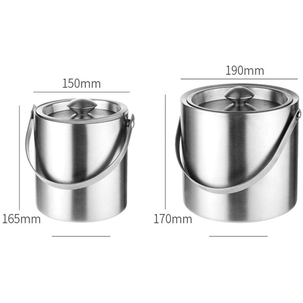 Cubitera térmica de Acero Inoxidable de 2/3 litros con Tapa sellada y Pinzas, Ideal para Fiestas.