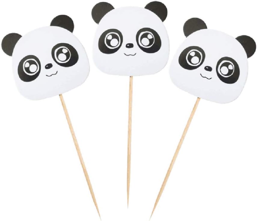 24pcs Panda Cupcake Toppers Cupcake Picks Food Fruit Picks for Birthday Cake Decorations