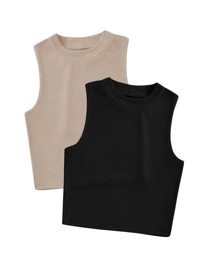 Toochki Tops for Women Crop Top for Women's Tank Activewear Tee Sports Casual High Neck Cotton Camisole Pack of 2 Combo-picture-11