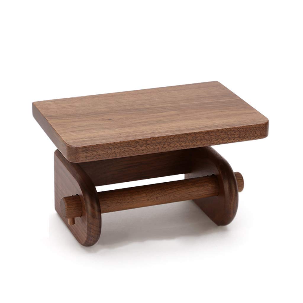 NEECS Portarotolo per Carta igienica, portarotolo in Legno per Montaggio a Parete con ripiano in Legno per l'arredamento Moderno della Cucina e del Bagno (Colore : B)