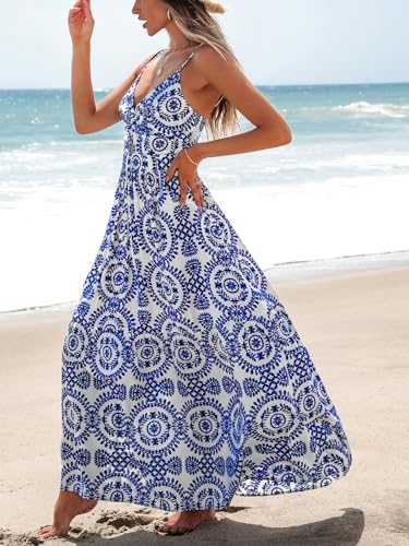 Image of CUPSHE Women's Maxi Dress Floral Print Twisted V Neck Sleeveless Long Dress Summer Casual Dress