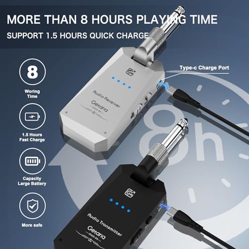 Image of 5.8Hz Guitar Wireless System Anti-Interference Instrument 4Channels Wireless Transmitter Receiver Digital Audio Cordless System Bass For Electric Guitars Bass GWS-26-TYPE C Charge