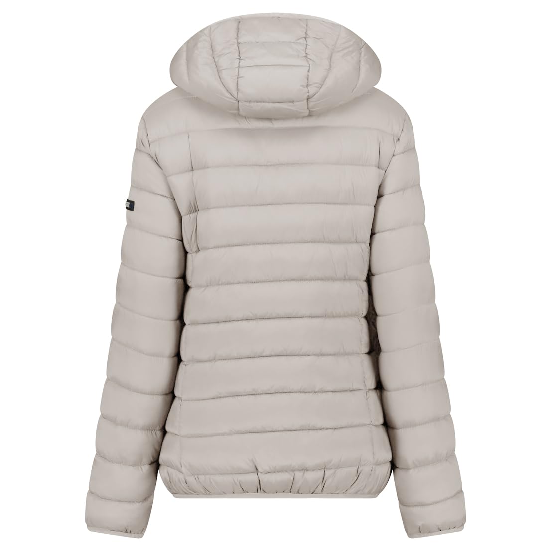 Geographical Norway Atikolor Hood - Chaqueta ligera para mujer con capucha - Chaqueta acolchada cálida mediada - Estilo urbano - Bolsillos con cremallera - insignia y bandera bordada - Corte femenino