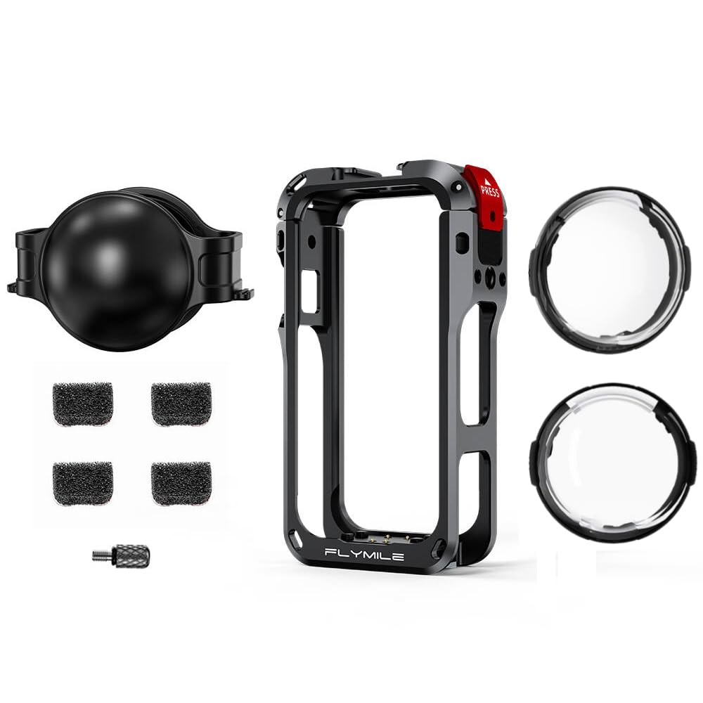 Jaula de metal para Insta 360 X6 Utility con 2 unidades de accesorios de protección de lente de vidrio óptico, antiarañazos, protector de lente antivaho, soporte de jaula de metal para cámara Insta