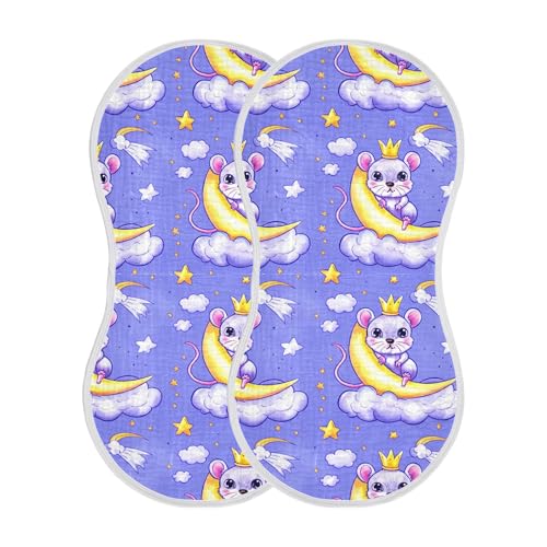 xigua Cartoon Mice Muslin Baby Burp Cloths Set of 1, Super Soft & Absorbent Burping Rags, Cotton Burp Clothes Shower Gift for Newborn, Baby Girls and Boys2