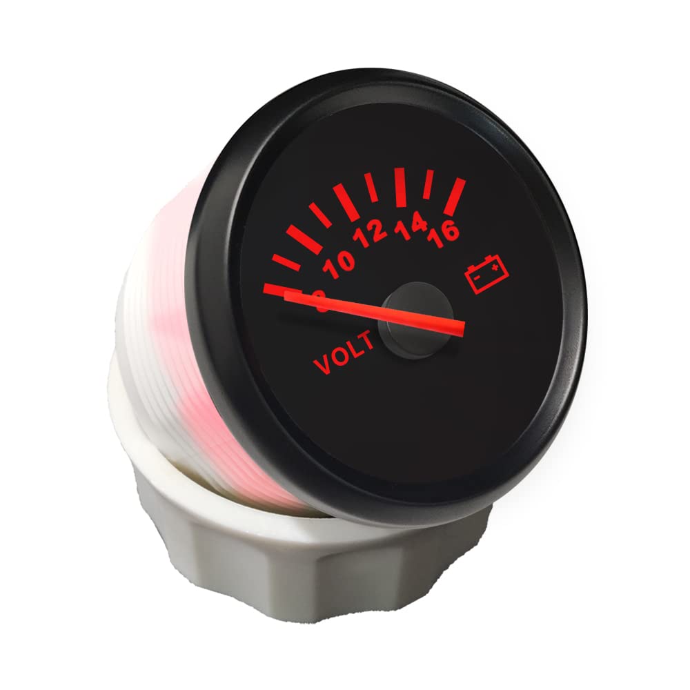 ELING Voltmetro 52mm (2'') 8-16V con retroilluminazione rossa per auto moto camion navi