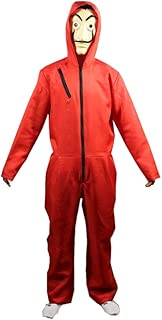 Salvador Dali Money Heist The Paper House La Casa De Papel Costume Hoodie Jumpsuit with Mask (XL)