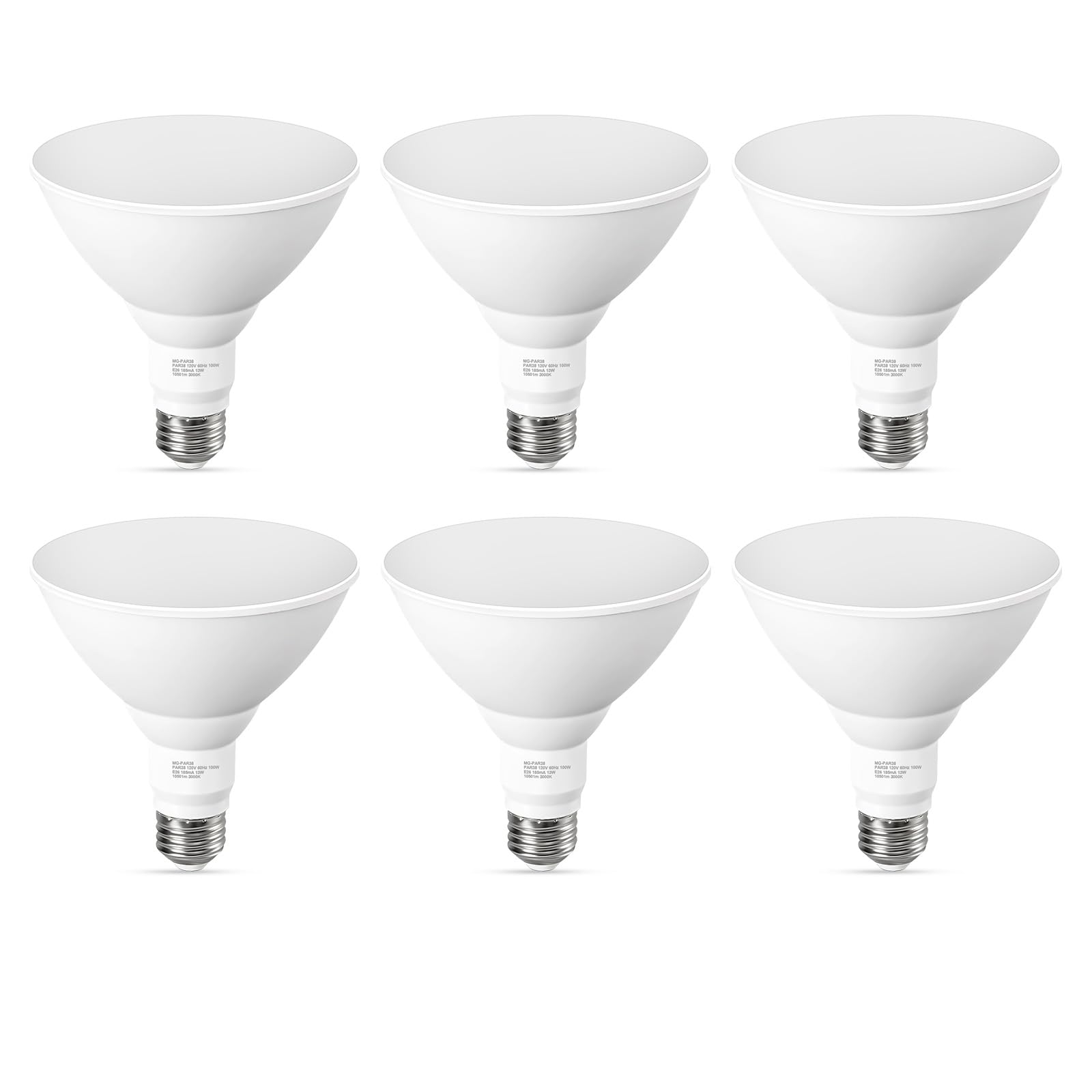Soft White PAR38 LED Flood Light Bulbs Outdoor 3000K Warm Glow 13W 100W Equivalent 1050 Lumens Dimmable Waterproof