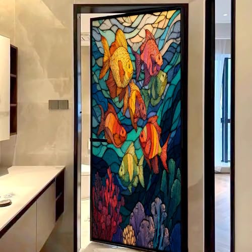 Vinilo Decorativo para Ventana Tropical Coral Landscape 15.7x23.6 pulg miniatura 4