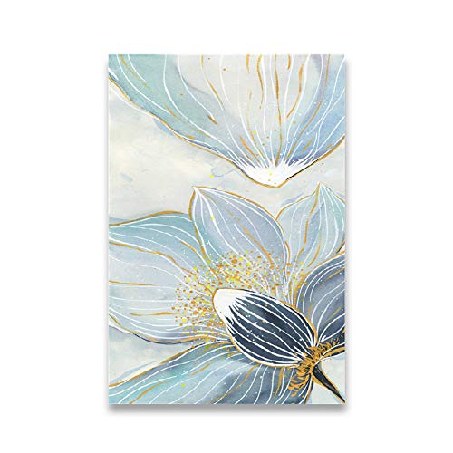Impression sur toile premium fleur lotus bleu et feuille d'or triptyque - 3