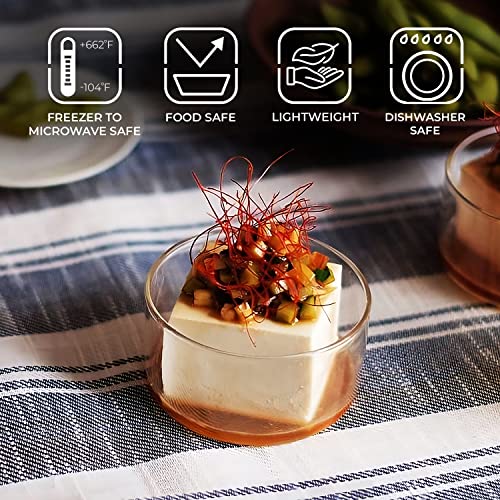 Borosil Small Glass Bowls, 6 Oz, Set Of 6, Clear Glass Ramekin, Lightweight Katori Bowls For Kitchen, Heat Resistant, Glass Prep Bowls, Glass Desserts Cups, Condiment Bowls, Freezer & Dishwasher Safe #TOP1