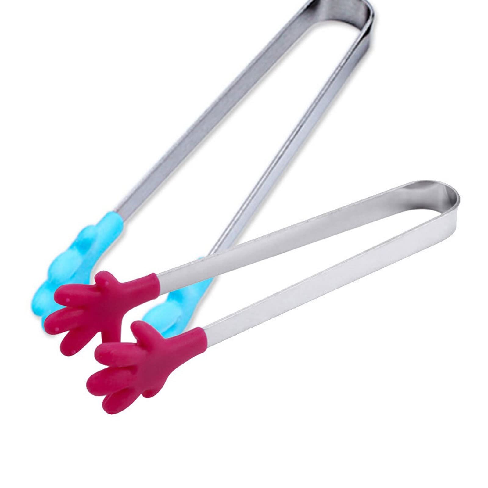 Pinza da Cucina con Clip in Silicone per Palmo Piccolo, in Acciaio Inox Antiscivolo, Mini Cibo, Ghiaccio, Quadrato, Suger, per Barbecue, Pinza da Cucina (Arancione)