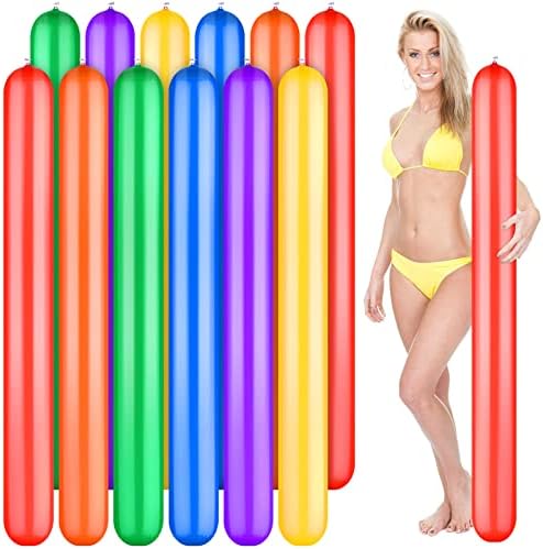 12 Pcs 59 Inch Jumbo Inflatable Pool Noodles Colorful Pool Inflatable Sticks Giant Blow Up Pool Noodles PVC Noodles Float Outdoor Water Games Toy for Adult Kid Swimming Pools Beach Lake Party, 6 Color
