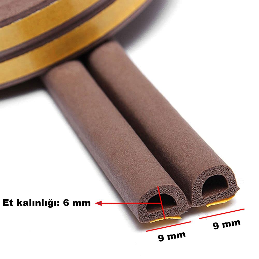 Badem10 10x2=20 Mt Kahverengi Kapı Pencere Soğuk İzolasyon Bandı Fitili Yapışkanlı
